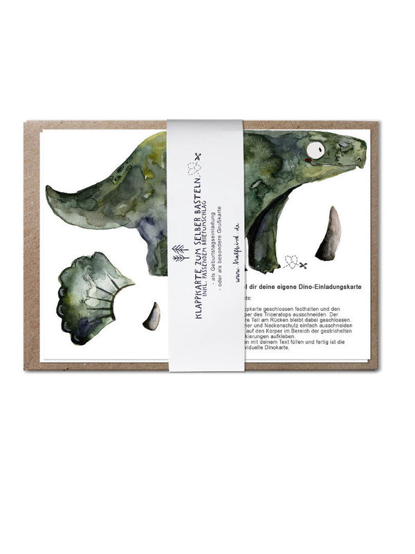 DIY einzelne Einladungskarte " Triceratops" - Halfbird
