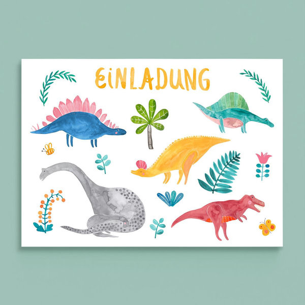 Einladungskarte "Dinosaurier" - Frau Ottilie