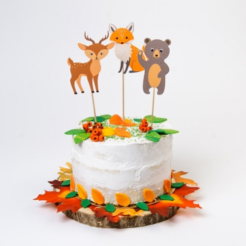 Cake Toppers-Set mit 3 Picks "Tiere des Waldes"- Annikids