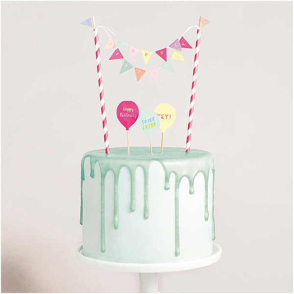 YEY! Let's Party Kuchendekoration Happy Birthday pastell- Rico Design
