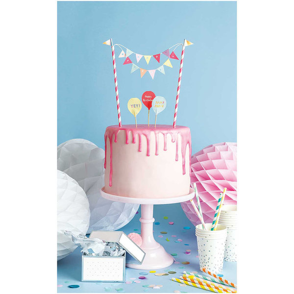 YEY! Let's Party Kuchendekoration Happy Birthday pastell- Rico Design