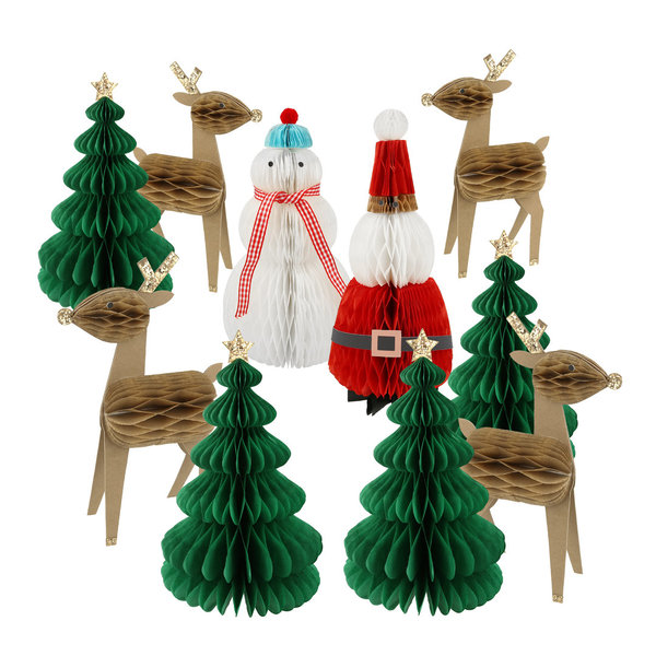 10 Weihnachtsfiguren "Honeycomb Christmas Characters" - Meri Meri