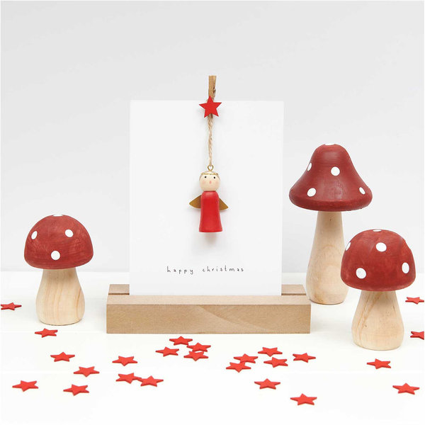 Ohhh! Lovely! Deko-Pilz aus Holz rot-weiß, groß, 6,5x14cm  - Rico Design