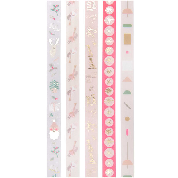 Paper Poetry Tape Set "Jolly Christmas Pastell"1,5cm 10m 5-teilig - Rico Design