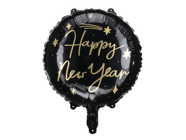 Folienballon "Happy New Year", schwarz - PartyDeco