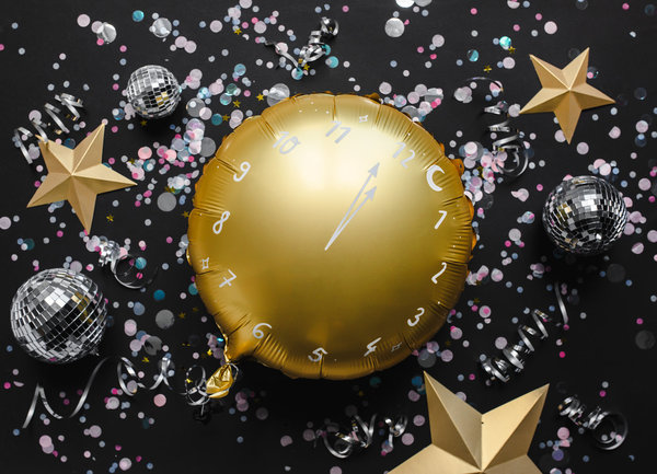 Folienballon "Uhr", gold - PartyDeco