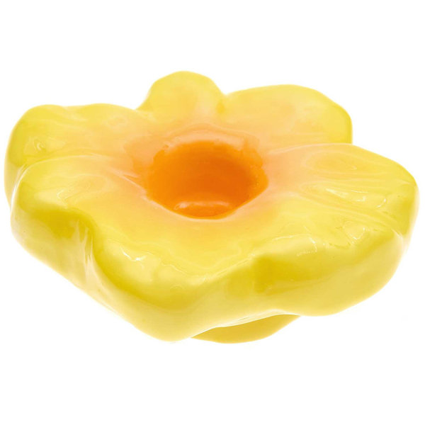 Keramik Kerzenhalter Blüte, gelb - Rico Design