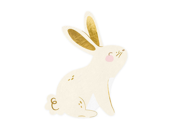 Papierservietten Bunny, Farbmix mit Golddruck , 20  Stück - PartyDeco